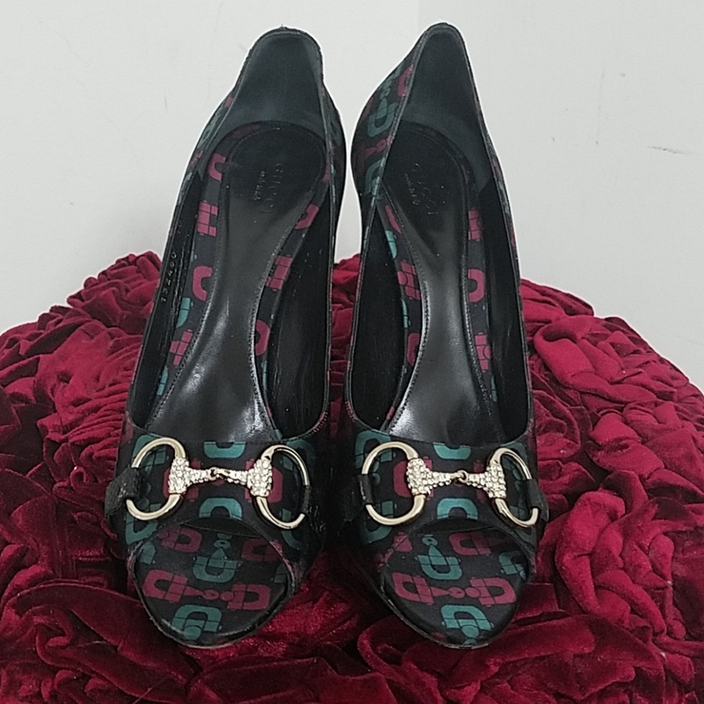 Gucci crystal horsebit accent peeptoe - Picture 2 of 7